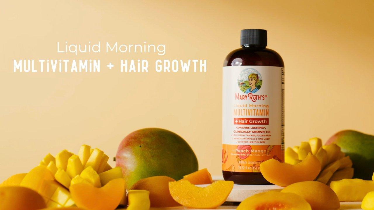 Liquid morning - multivitamin + hair growth | peach mango |(100% Vegan)